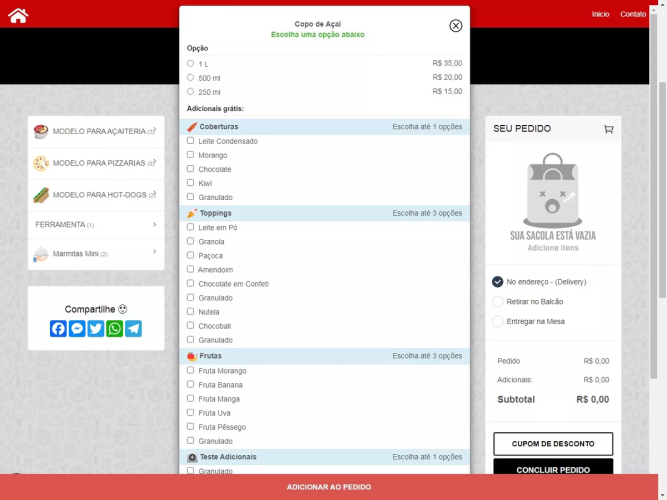 Plataforma de Delivery Multicardápios com Integração WhatsApp