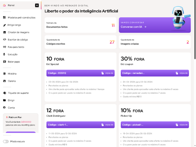 Sistema Saas Gerador De Conteúdo E Imagem De Ia