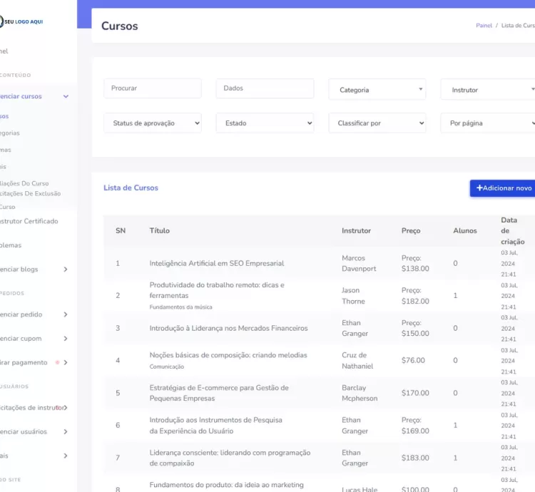 Sistema De Gerenciamento De Cursos E Aprendizagem Php