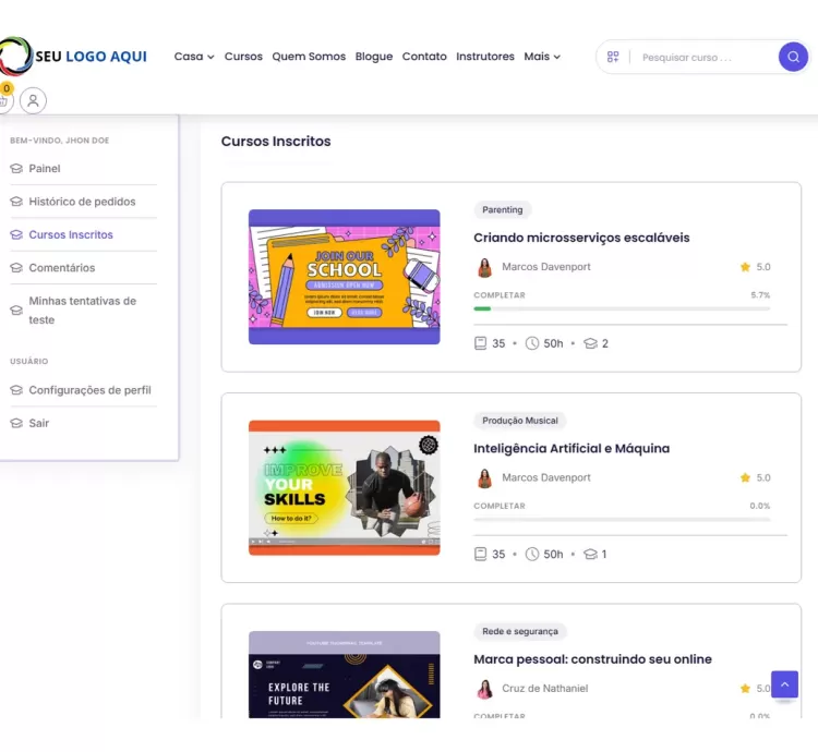 Sistema De Gerenciamento De Cursos E Aprendizagem Php