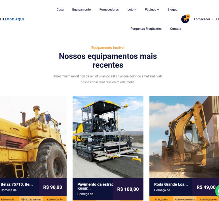 Sistema Para Aluguel De Equipamentos