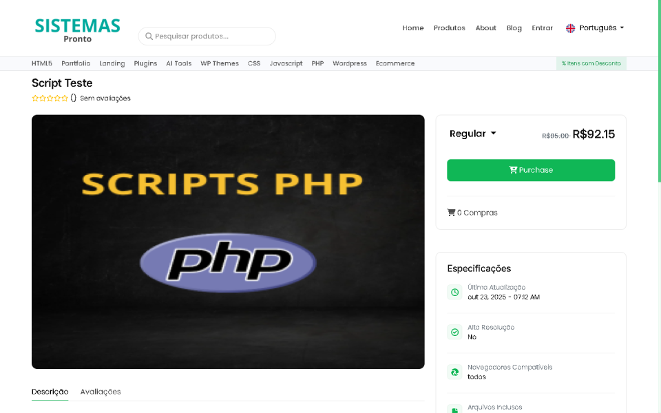 Script Completo Marketplace para Scripts e Códigos